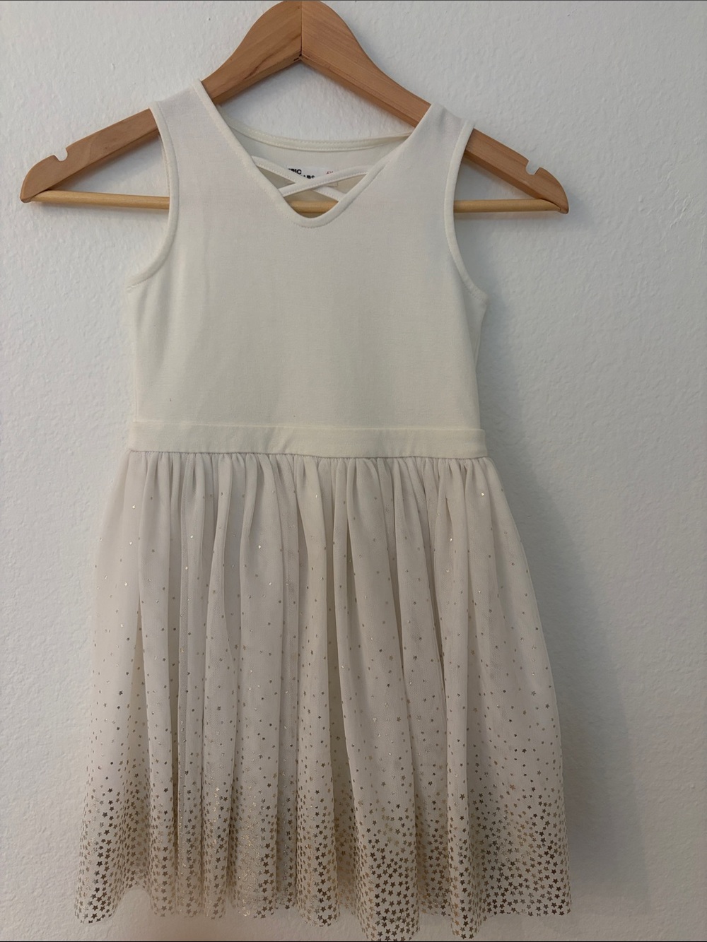 Epic Threads Cream Sleeveless Tulle Dress with Glitter Ombre Hem